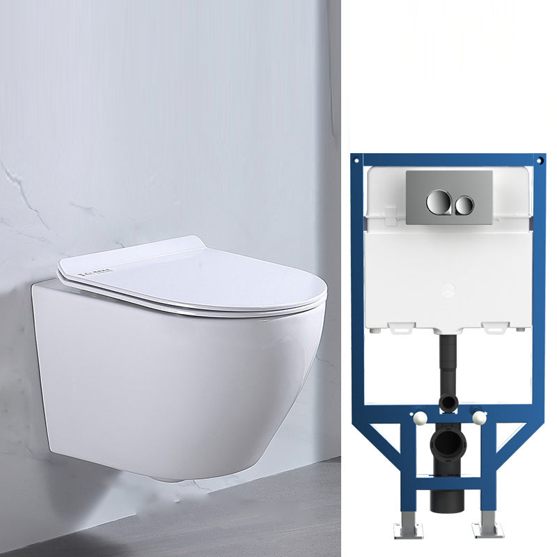 Modern White Ceramic Flush Toilet Wall Hung Urine Toilet with Seat for Bathroom 14"L x 21"W x 13"H Toilet with Low Tanker Clearhalo 'Bathroom Remodel & Bathroom Fixtures' 'Home Improvement' 'home_improvement' 'home_improvement_toilets' 'Toilets & Bidets' 'Toilets' 7069534