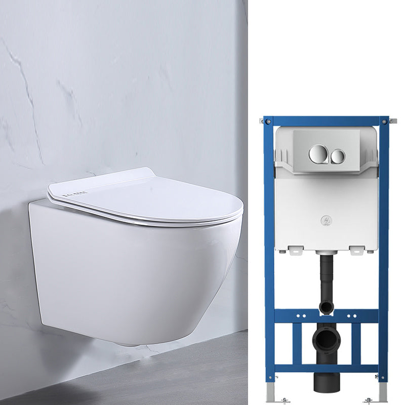 Modern White Ceramic Flush Toilet Wall Hung Urine Toilet with Seat for Bathroom 14"L x 21"W x 13"H Toilet with High Tanker Clearhalo 'Bathroom Remodel & Bathroom Fixtures' 'Home Improvement' 'home_improvement' 'home_improvement_toilets' 'Toilets & Bidets' 'Toilets' 7069538