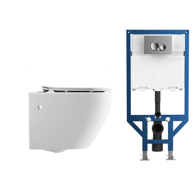Modern White Ceramic Flush Toilet Wall Hung Urine Toilet with Seat for Bathroom 14"L x 20"W x 13"H Toilet with Low Tanker Clearhalo 'Bathroom Remodel & Bathroom Fixtures' 'Home Improvement' 'home_improvement' 'home_improvement_toilets' 'Toilets & Bidets' 'Toilets' 7069544