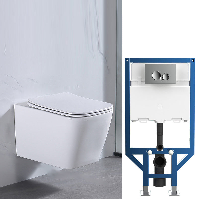 Modern White Ceramic Flush Toilet Wall Hung Urine Toilet with Seat for Bathroom 13"L x 21"W x 13"H Toilet with Low Tanker Clearhalo 'Bathroom Remodel & Bathroom Fixtures' 'Home Improvement' 'home_improvement' 'home_improvement_toilets' 'Toilets & Bidets' 'Toilets' 7069547