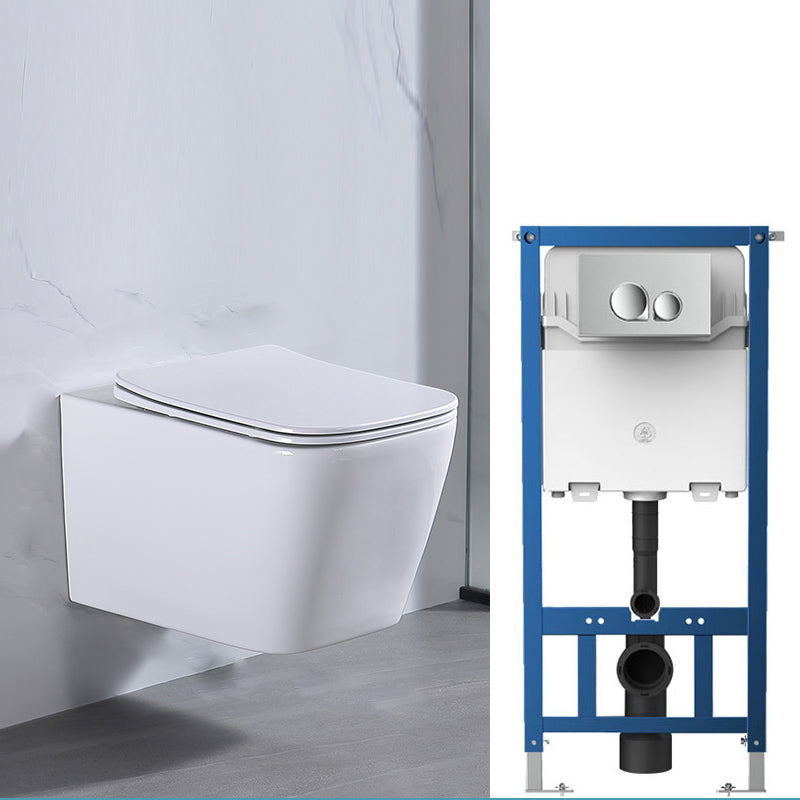 Modern White Ceramic Flush Toilet Wall Hung Urine Toilet with Seat for Bathroom 13"L x 21"W x 13"H Toilet with High Tanker Clearhalo 'Bathroom Remodel & Bathroom Fixtures' 'Home Improvement' 'home_improvement' 'home_improvement_toilets' 'Toilets & Bidets' 'Toilets' 7069549