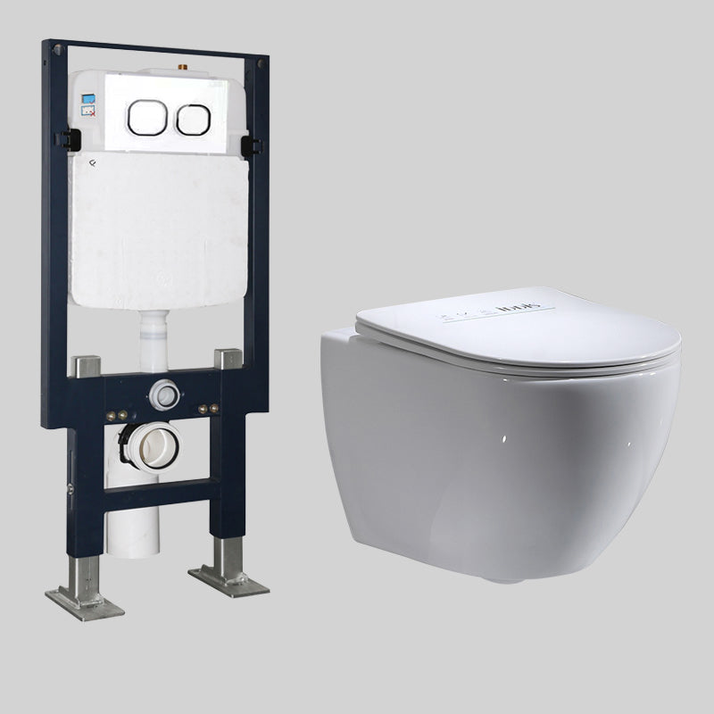 Modern Ceramic Flush Toilet Wall Hung White Toilet Bowl for Washroom UF 14"L x 20"W x 13"H Toilet with Freestanding Tanker Clearhalo 'Bathroom Remodel & Bathroom Fixtures' 'Home Improvement' 'home_improvement' 'home_improvement_toilets' 'Toilets & Bidets' 'Toilets' 7069563