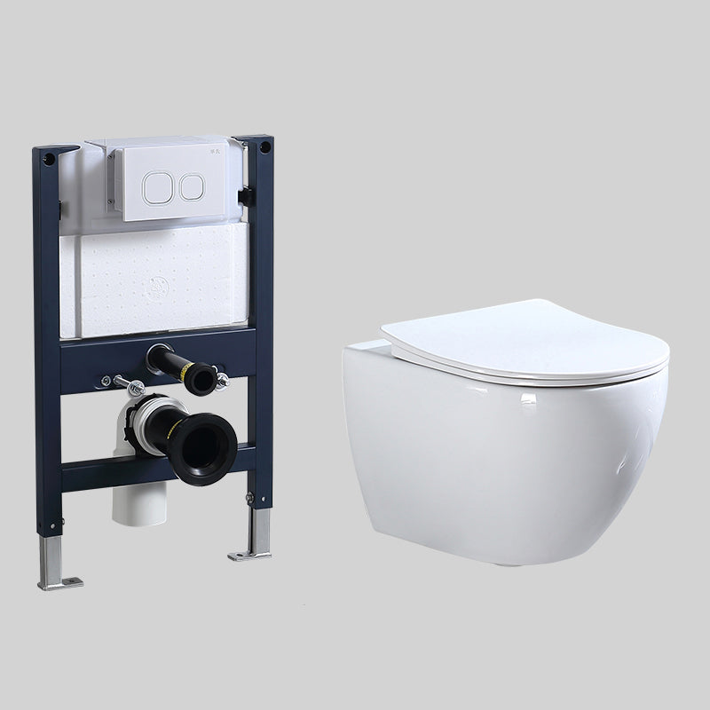 Modern Ceramic Flush Toilet Wall Hung White Toilet Bowl for Washroom Plastic 14"L x 20"W x 13"H Toilet with Low Tanker Clearhalo 'Bathroom Remodel & Bathroom Fixtures' 'Home Improvement' 'home_improvement' 'home_improvement_toilets' 'Toilets & Bidets' 'Toilets' 7069571