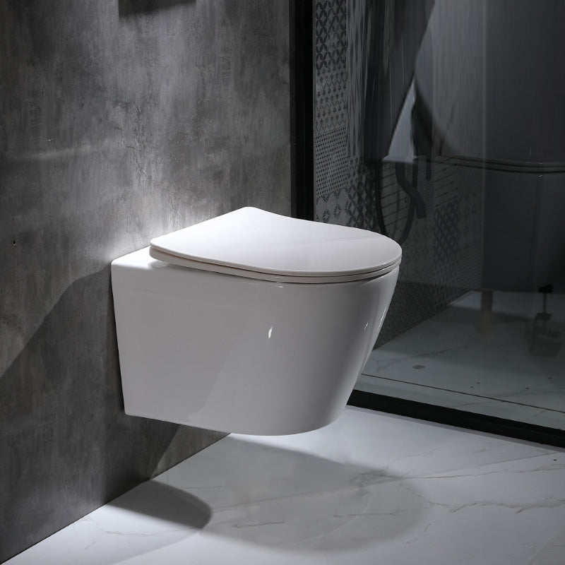Modern Ceramic Flush Toilet Wall Hung White Toilet Bowl for Washroom UF 15"L x 19"W x 13"H Toilet Only Clearhalo 'Bathroom Remodel & Bathroom Fixtures' 'Home Improvement' 'home_improvement' 'home_improvement_toilets' 'Toilets & Bidets' 'Toilets' 7069572