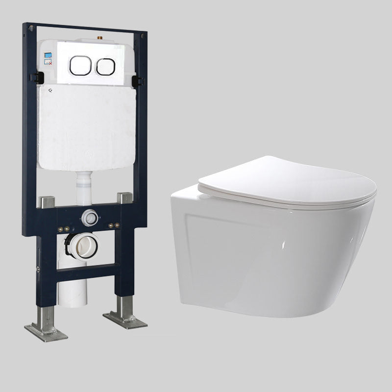 Modern Ceramic Flush Toilet Wall Hung White Toilet Bowl for Washroom UF 15"L x 19"W x 13"H Toilet with Freestanding Tanker Clearhalo 'Bathroom Remodel & Bathroom Fixtures' 'Home Improvement' 'home_improvement' 'home_improvement_toilets' 'Toilets & Bidets' 'Toilets' 7069575
