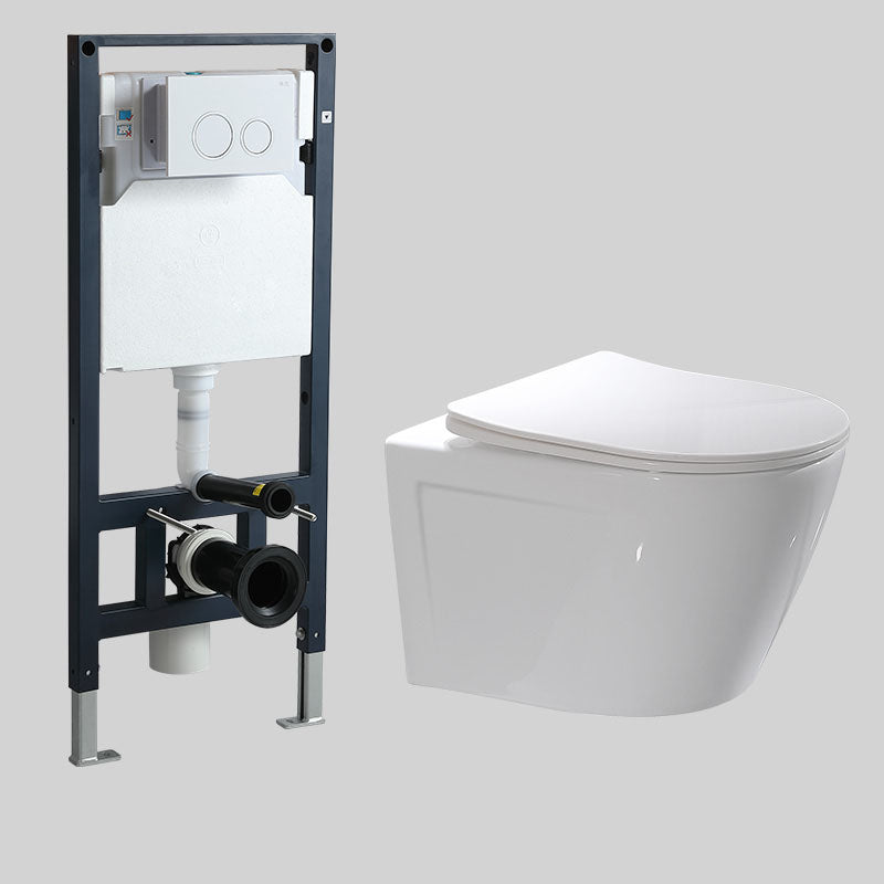 Modern Ceramic Flush Toilet Wall Hung White Toilet Bowl for Washroom UF 15"L x 19"W x 13"H Toilet with High Tanker Clearhalo 'Bathroom Remodel & Bathroom Fixtures' 'Home Improvement' 'home_improvement' 'home_improvement_toilets' 'Toilets & Bidets' 'Toilets' 7069576