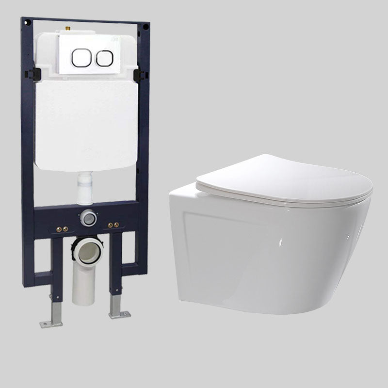 Modern Ceramic Flush Toilet Wall Hung White Toilet Bowl for Washroom UF 15"L x 19"W x 13"H Toilet & Thin Tanker Clearhalo 'Bathroom Remodel & Bathroom Fixtures' 'Home Improvement' 'home_improvement' 'home_improvement_toilets' 'Toilets & Bidets' 'Toilets' 7069577