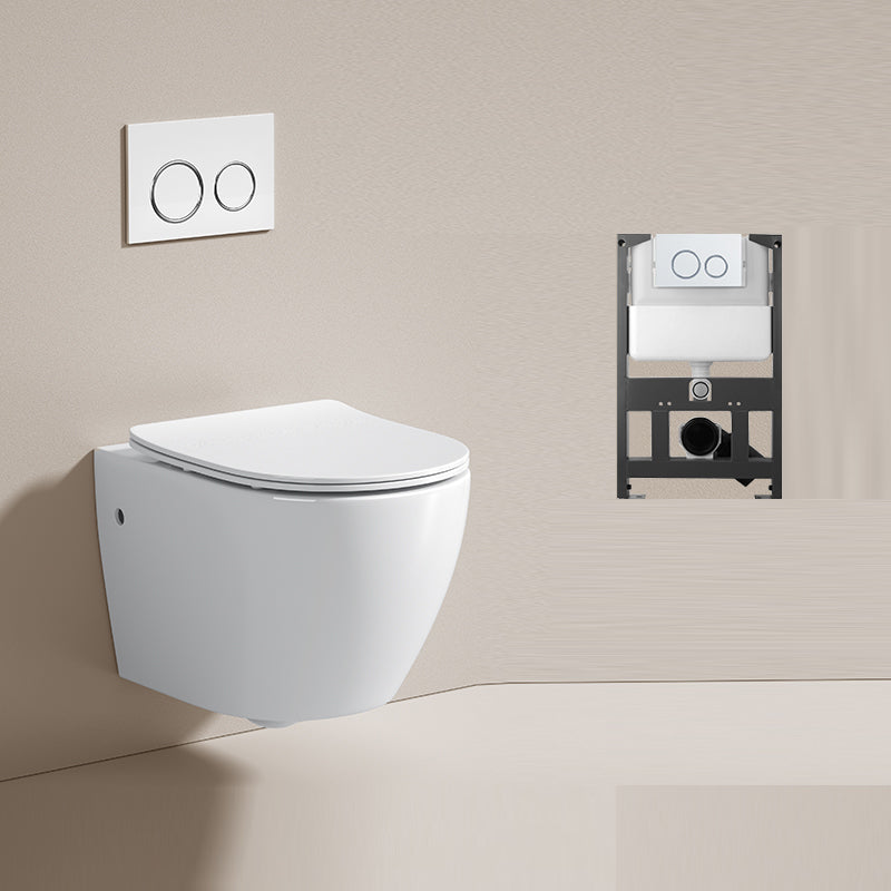 Modern Ceramic Flush Toilet Wall Hung Urine Toilet with Slow Close Seat for Washroom 14"L x 20"W x 14"H Toilet with Low Tanker Clearhalo 'Bathroom Remodel & Bathroom Fixtures' 'Home Improvement' 'home_improvement' 'home_improvement_toilets' 'Toilets & Bidets' 'Toilets' 7069587