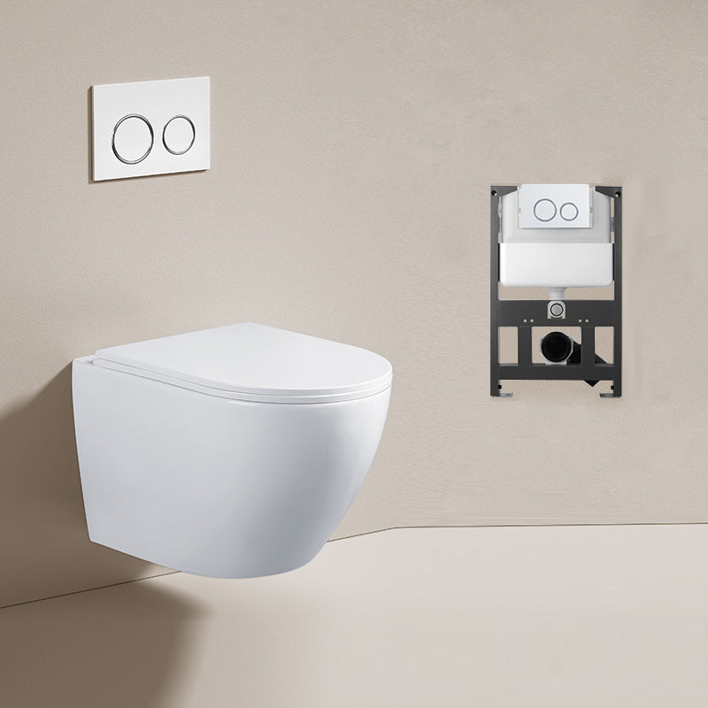 Modern Ceramic Flush Toilet Wall Hung Urine Toilet with Slow Close Seat for Washroom 14"L x 19"W x 14"H Toilet with Low Tanker Clearhalo 'Bathroom Remodel & Bathroom Fixtures' 'Home Improvement' 'home_improvement' 'home_improvement_toilets' 'Toilets & Bidets' 'Toilets' 7069592