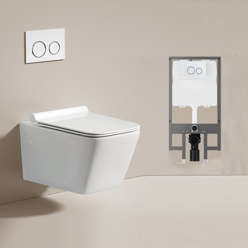 Modern Ceramic Flush Toilet Wall Hung Urine Toilet with Slow Close Seat for Washroom 14"L x 20"W x 13"H Toilet with High Tanker Clearhalo 'Bathroom Remodel & Bathroom Fixtures' 'Home Improvement' 'home_improvement' 'home_improvement_toilets' 'Toilets & Bidets' 'Toilets' 7069602