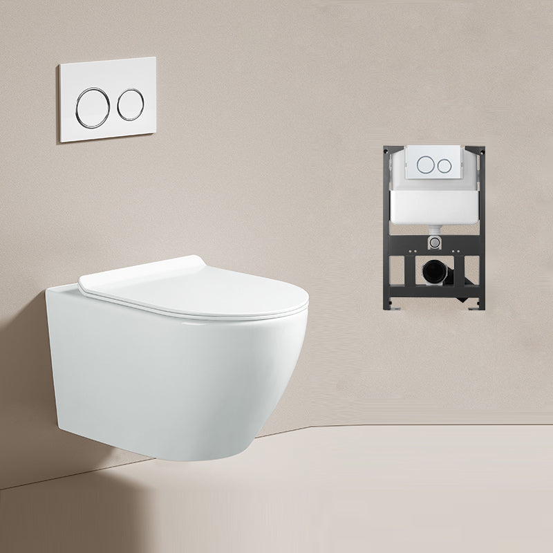 Modern Ceramic Flush Toilet Wall Hung Urine Toilet with Slow Close Seat for Washroom 14"L x 21"W x 14"H Toilet with Low Tanker Clearhalo 'Bathroom Remodel & Bathroom Fixtures' 'Home Improvement' 'home_improvement' 'home_improvement_toilets' 'Toilets & Bidets' 'Toilets' 7069610