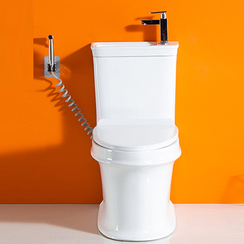 Modern Ceramic Flush Toilet Floor Mount Urine Toilet with Wash Basin for Washroom Cold/Hot Water Dispensor ( Right) Toilet with Sprayer 14" Clearhalo 'Bathroom Remodel & Bathroom Fixtures' 'Home Improvement' 'home_improvement' 'home_improvement_toilets' 'Toilets & Bidets' 'Toilets' 7069675