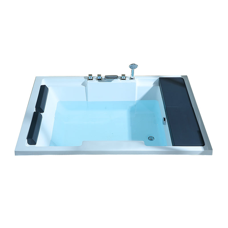 Modern Drop in Bath Acrylic Soaking White Rectangular Bathtub Tub with Silver 5-Piece Set Clearhalo 'Bathroom Remodel & Bathroom Fixtures' 'Bathtubs' 'Home Improvement' 'home_improvement' 'home_improvement_bathtubs' 'Showers & Bathtubs' 7069762