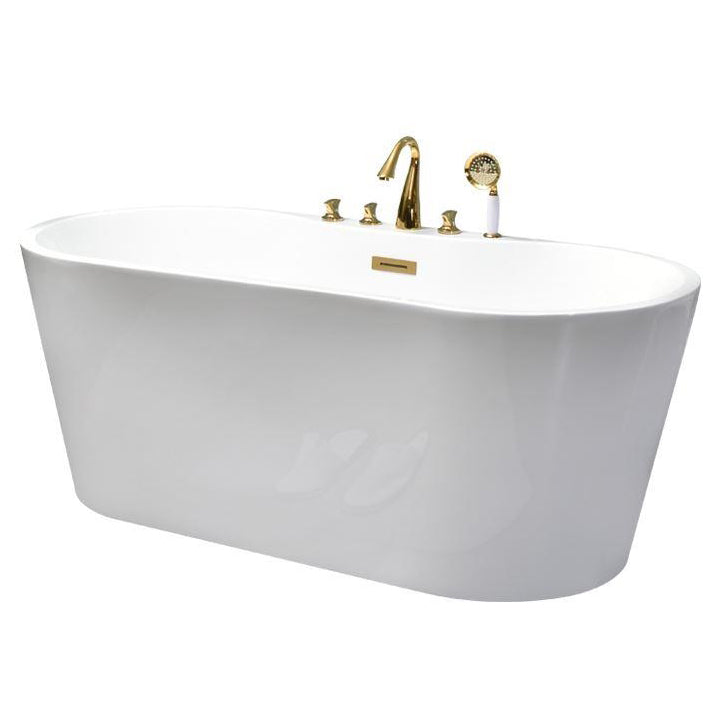 White Oval Bath Freestanding Acrylic Soaking Handles Included Modern Bathtub Clearhalo 'Bathroom Remodel & Bathroom Fixtures' 'Bathtubs' 'Home Improvement' 'home_improvement' 'home_improvement_bathtubs' 'Showers & Bathtubs' 7069776