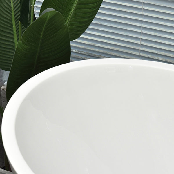 White Oval Bath Freestanding Acrylic Soaking Handles Included Modern Bathtub Clearhalo 'Bathroom Remodel & Bathroom Fixtures' 'Bathtubs' 'Home Improvement' 'home_improvement' 'home_improvement_bathtubs' 'Showers & Bathtubs' 7069777