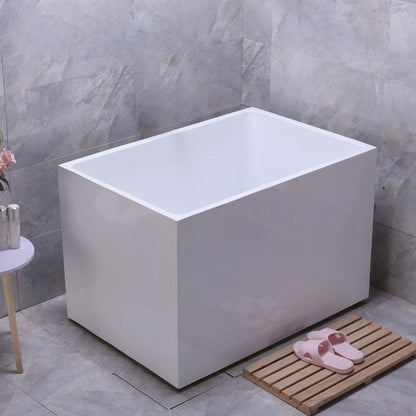 White Modern Bathtub Freestanding Acrylic Soaking Rectangular Bath Without Seat Tub Clearhalo 'Bathroom Remodel & Bathroom Fixtures' 'Bathtubs' 'Home Improvement' 'home_improvement' 'home_improvement_bathtubs' 'Showers & Bathtubs' 7069808