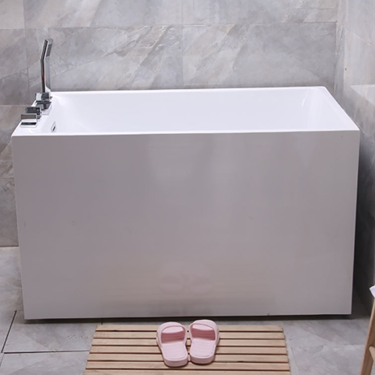 White Modern Bathtub Freestanding Acrylic Soaking Rectangular Bath 39"L x 26"W x 26"H With Seat Tub with Silver 5-Piece Set Clearhalo 'Bathroom Remodel & Bathroom Fixtures' 'Bathtubs' 'Home Improvement' 'home_improvement' 'home_improvement_bathtubs' 'Showers & Bathtubs' 7069811