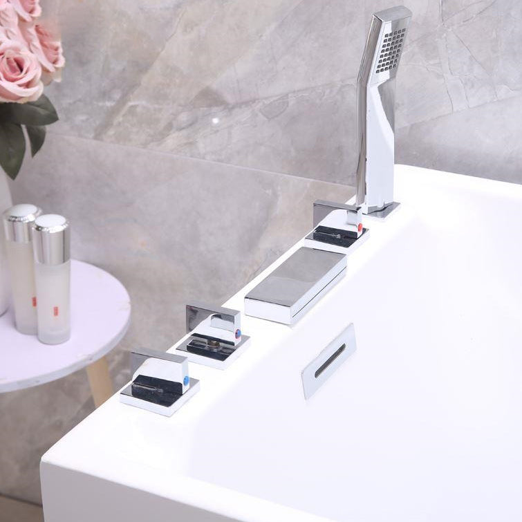 White Modern Bathtub Freestanding Acrylic Soaking Rectangular Bath Clearhalo 'Bathroom Remodel & Bathroom Fixtures' 'Bathtubs' 'Home Improvement' 'home_improvement' 'home_improvement_bathtubs' 'Showers & Bathtubs' 7069817