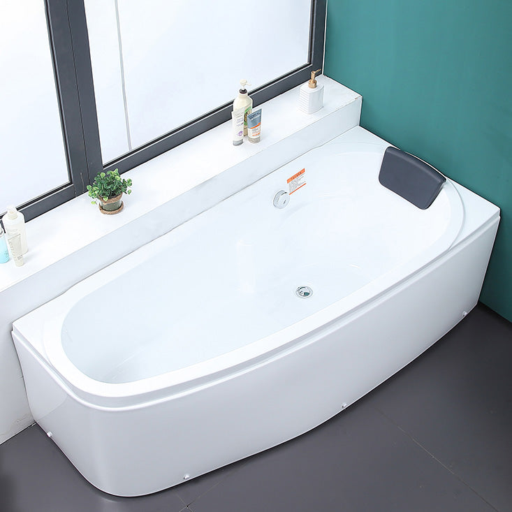 Modern Acrylic Tub Soaking Corner Bathtub in White , 22.83-inch Tall Left Tub with Pillow Clearhalo 'Bathroom Remodel & Bathroom Fixtures' 'Bathtubs' 'Home Improvement' 'home_improvement' 'home_improvement_bathtubs' 'Showers & Bathtubs' 7069853