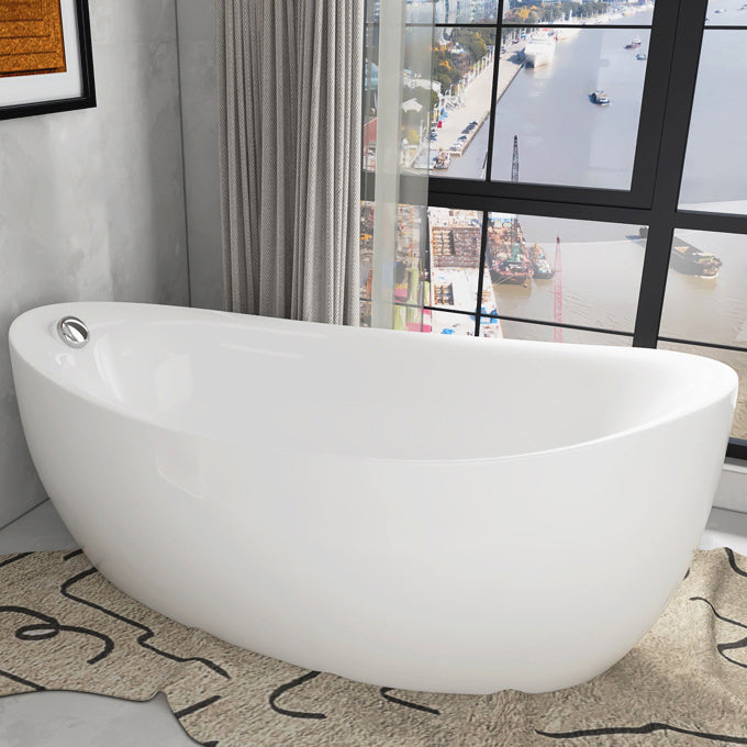 White Freestanding Bath Acrylic Soaking Oval Modern Bathtub Oval Tub Clearhalo 'Bathroom Remodel & Bathroom Fixtures' 'Bathtubs' 'Home Improvement' 'home_improvement' 'home_improvement_bathtubs' 'Showers & Bathtubs' 7069879