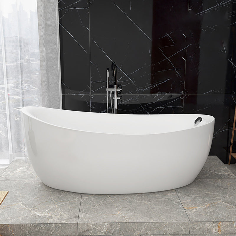 White Freestanding Bath Acrylic Soaking Oval Modern Bathtub Clearhalo 'Bathroom Remodel & Bathroom Fixtures' 'Bathtubs' 'Home Improvement' 'home_improvement' 'home_improvement_bathtubs' 'Showers & Bathtubs' 7069883