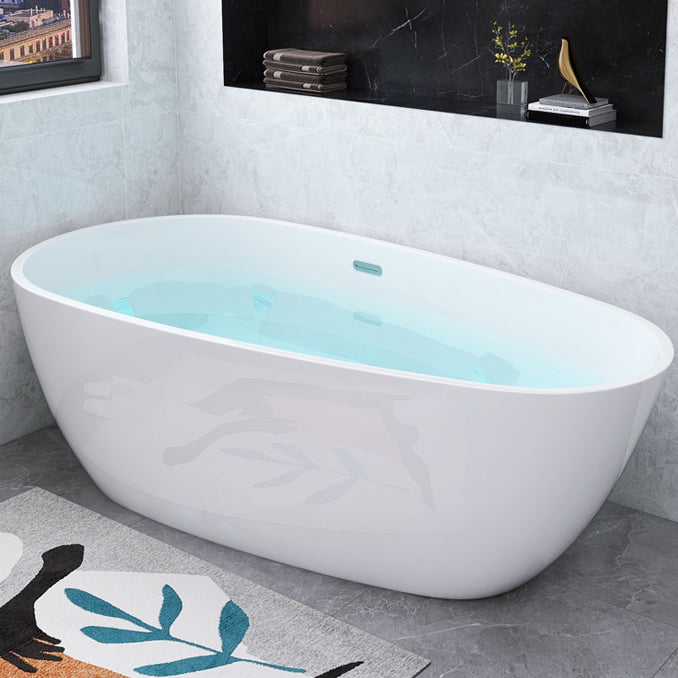 White Freestanding Bath Acrylic Soaking Oval Modern Bathtub Free Form Tub Clearhalo 'Bathroom Remodel & Bathroom Fixtures' 'Bathtubs' 'Home Improvement' 'home_improvement' 'home_improvement_bathtubs' 'Showers & Bathtubs' 7069884