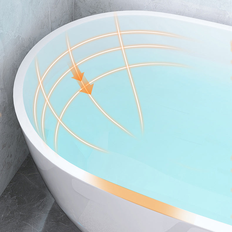 White Freestanding Bath Acrylic Soaking Oval Modern Bathtub Clearhalo 'Bathroom Remodel & Bathroom Fixtures' 'Bathtubs' 'Home Improvement' 'home_improvement' 'home_improvement_bathtubs' 'Showers & Bathtubs' 7069889