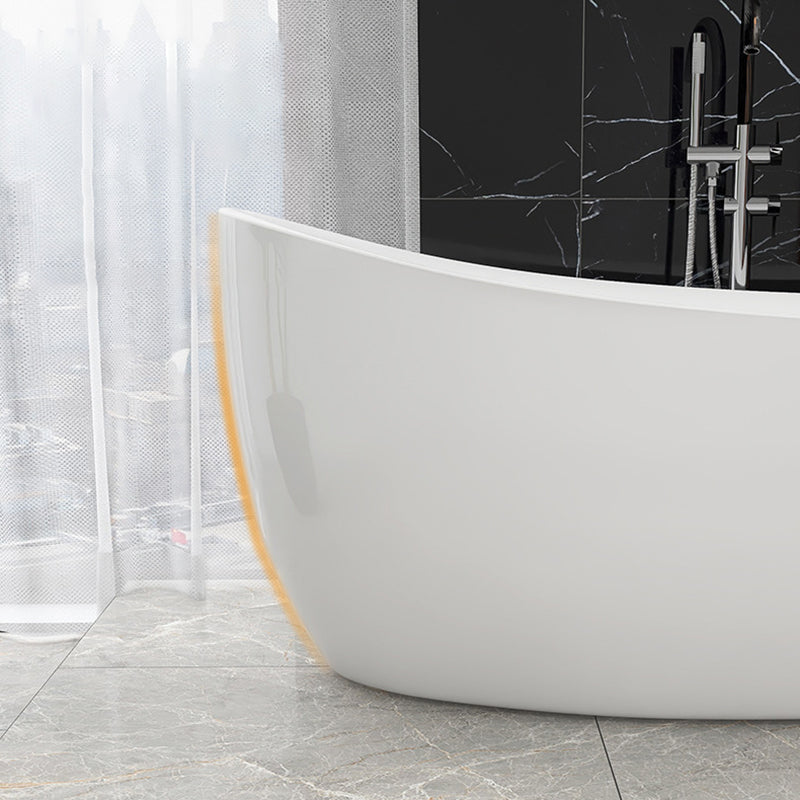 White Freestanding Bath Acrylic Soaking Oval Modern Bathtub Clearhalo 'Bathroom Remodel & Bathroom Fixtures' 'Bathtubs' 'Home Improvement' 'home_improvement' 'home_improvement_bathtubs' 'Showers & Bathtubs' 7069890