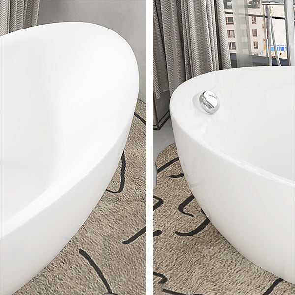 White Freestanding Bath Acrylic Soaking Oval Modern Bathtub Clearhalo 'Bathroom Remodel & Bathroom Fixtures' 'Bathtubs' 'Home Improvement' 'home_improvement' 'home_improvement_bathtubs' 'Showers & Bathtubs' 7069891