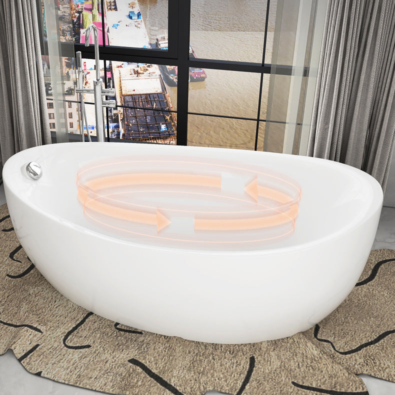 White Freestanding Bath Acrylic Soaking Oval Modern Bathtub Clearhalo 'Bathroom Remodel & Bathroom Fixtures' 'Bathtubs' 'Home Improvement' 'home_improvement' 'home_improvement_bathtubs' 'Showers & Bathtubs' 7069893