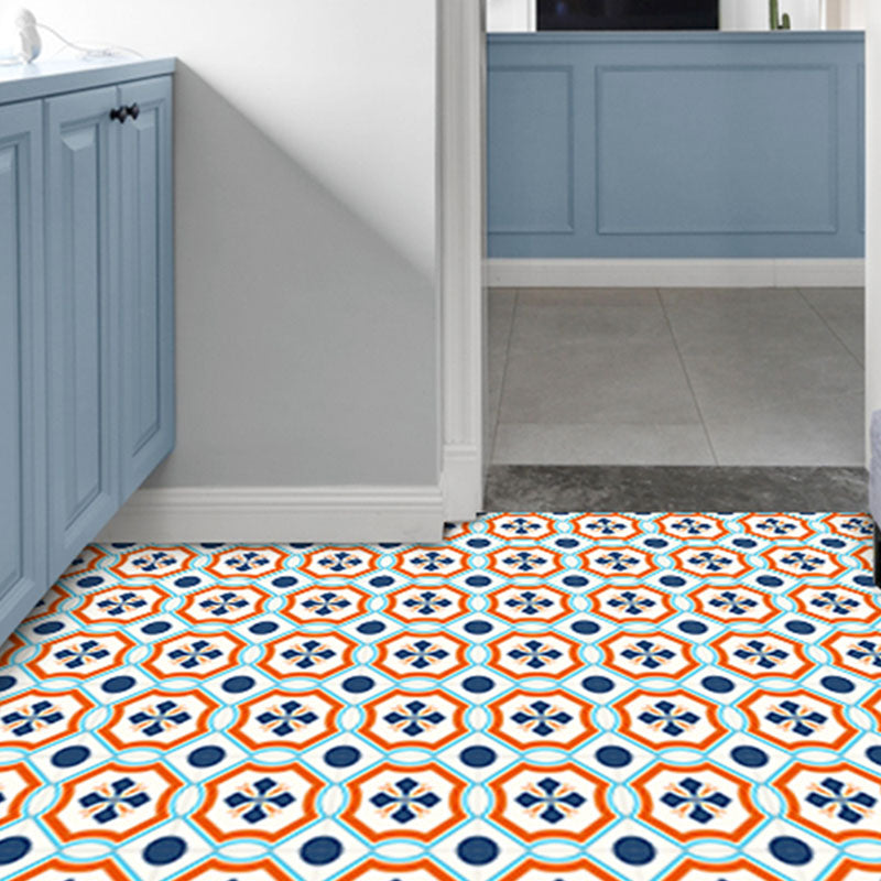 Modern Peel and Stick Tile Vinyl Square Peel & Stick Mosaic Tile Orange 60-Piece Set Clearhalo 'Flooring 'Home Improvement' 'home_improvement' 'home_improvement_vinyl_flooring' 'Vinyl Flooring' 'vinyl_flooring' Walls and Ceiling' 7078168