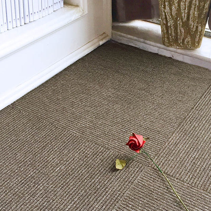 Modern Carpet Tiles Self Adhesive Level Loop Stain Resistant Carpet Tile Amber 1 Set for Wallboard (32 Pieces * 1) Asphalt Clearhalo 'Carpet Tiles & Carpet Squares' 'carpet_tiles_carpet_squares' 'Flooring 'Home Improvement' 'home_improvement' 'home_improvement_carpet_tiles_carpet_squares' Walls and Ceiling' 7078375
