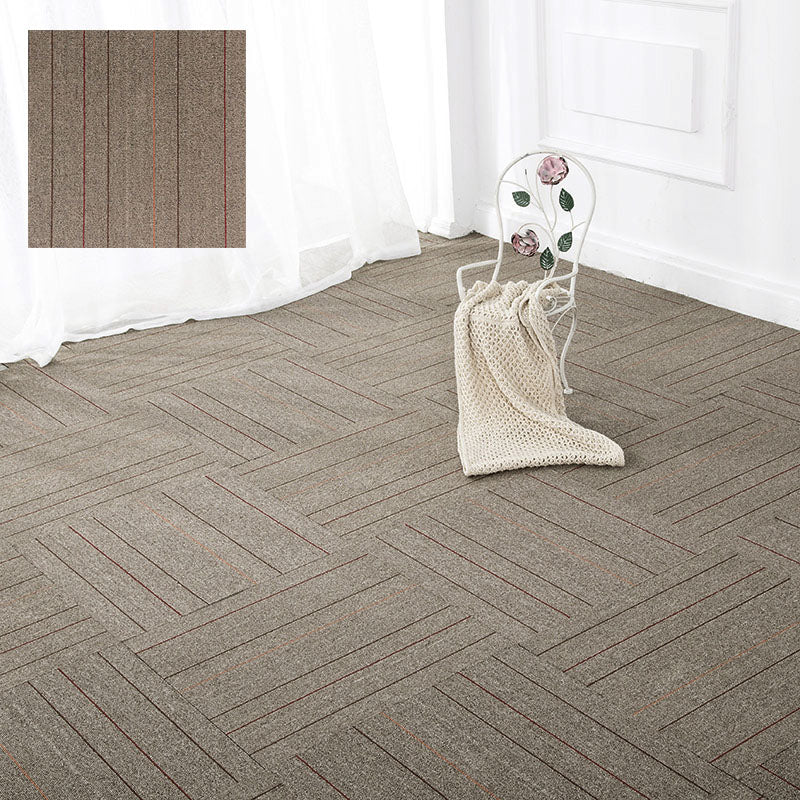 Modern Carpet Tiles Self Adhesive Level Loop Stain Resistant Carpet Tile Light Brown 1 Set for Wallboard (32 Pieces * 1) Clearhalo 'Carpet Tiles & Carpet Squares' 'carpet_tiles_carpet_squares' 'Flooring 'Home Improvement' 'home_improvement' 'home_improvement_carpet_tiles_carpet_squares' Walls and Ceiling' 7078382