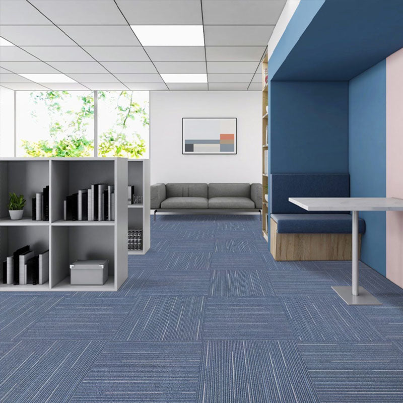 Modern Carpet Tiles Self Adhesive Level Loop Stain Resistant Carpet Tile Ocean Blue 1 Set for Wallboard (32 Pieces * 1) Asphalt Clearhalo 'Carpet Tiles & Carpet Squares' 'carpet_tiles_carpet_squares' 'Flooring 'Home Improvement' 'home_improvement' 'home_improvement_carpet_tiles_carpet_squares' Walls and Ceiling' 7078389