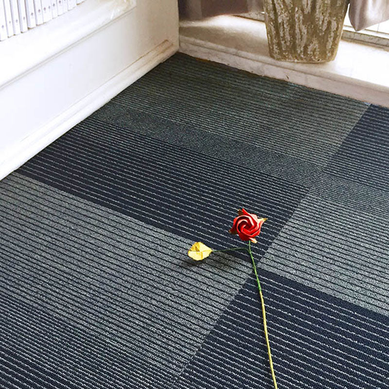 Modern Carpet Tiles Self Adhesive Level Loop Stain Resistant Carpet Tile Black-Blue 1 Set for Wallboard (32 Pieces * 1) Asphalt Clearhalo 'Carpet Tiles & Carpet Squares' 'carpet_tiles_carpet_squares' 'Flooring 'Home Improvement' 'home_improvement' 'home_improvement_carpet_tiles_carpet_squares' Walls and Ceiling' 7078392