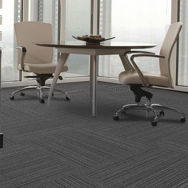 Modern Carpet Tiles Self Adhesive Level Loop Stain Resistant Carpet Tile Gray Black 1 Set for Wallboard (32 Pieces * 1) Vinyl Clearhalo 'Carpet Tiles & Carpet Squares' 'carpet_tiles_carpet_squares' 'Flooring 'Home Improvement' 'home_improvement' 'home_improvement_carpet_tiles_carpet_squares' Walls and Ceiling' 7078398