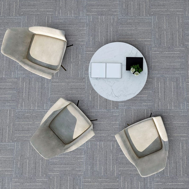 Modern Carpet Tiles Self Adhesive Level Loop Stain Resistant Carpet Tile Gray-White 1 Set for Wallboard (32 Pieces * 1) Asphalt Clearhalo 'Carpet Tiles & Carpet Squares' 'carpet_tiles_carpet_squares' 'Flooring 'Home Improvement' 'home_improvement' 'home_improvement_carpet_tiles_carpet_squares' Walls and Ceiling' 7078399