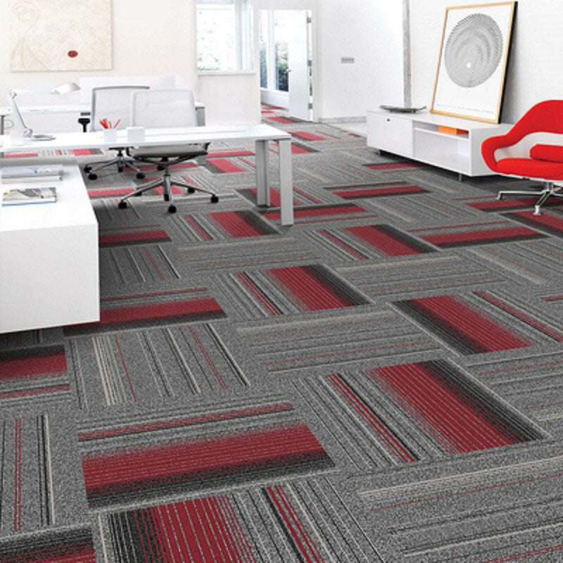 Modern Carpet Tiles Self Adhesive Level Loop Stain Resistant Carpet Tile Gray-Red 1 Set for Wallboard (32 Pieces * 1) Asphalt Clearhalo 'Carpet Tiles & Carpet Squares' 'carpet_tiles_carpet_squares' 'Flooring 'Home Improvement' 'home_improvement' 'home_improvement_carpet_tiles_carpet_squares' Walls and Ceiling' 7078400