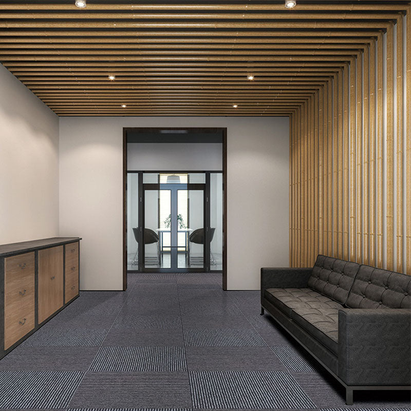 Modern Carpet Tiles Self Adhesive Level Loop Stain Resistant Carpet Tile Carbon 1 Set for Wallboard (32 Pieces * 1) Vinyl Clearhalo 'Carpet Tiles & Carpet Squares' 'carpet_tiles_carpet_squares' 'Flooring 'Home Improvement' 'home_improvement' 'home_improvement_carpet_tiles_carpet_squares' Walls and Ceiling' 7078410