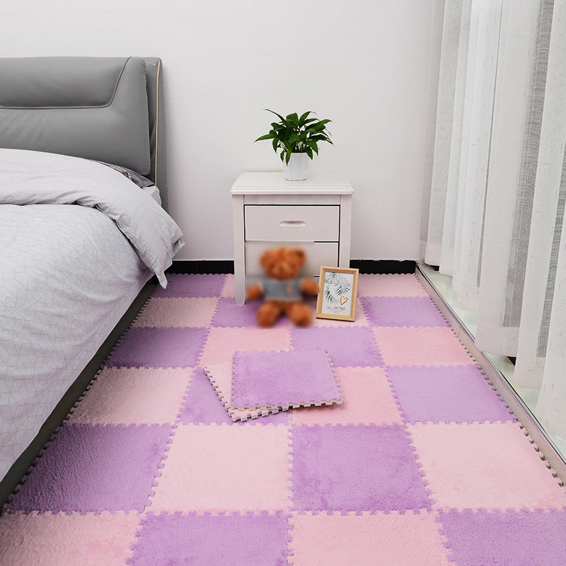 Non-Skid Level Loop Carpet Tile Multi-Color Interlocking Bedroom Carpet Tiles Purple/ Pink Clearhalo 'Carpet Tiles & Carpet Squares' 'carpet_tiles_carpet_squares' 'Flooring 'Home Improvement' 'home_improvement' 'home_improvement_carpet_tiles_carpet_squares' Walls and Ceiling' 7078455