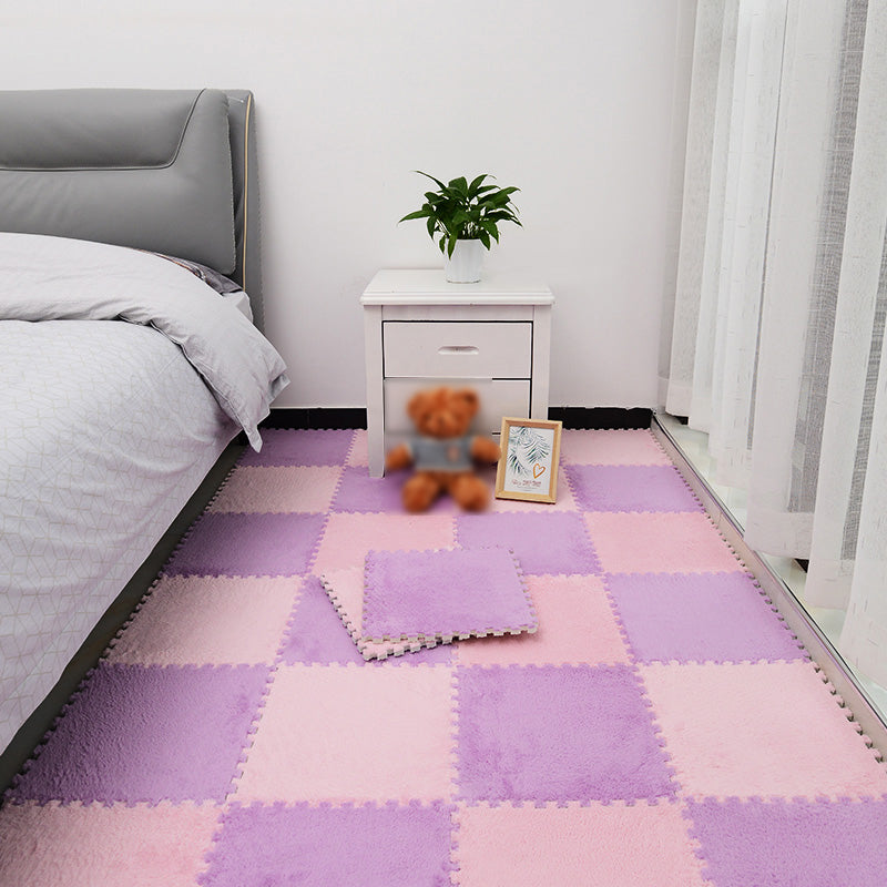 Non-Skid Level Loop Carpet Tile Multi-Color Interlocking Bedroom Carpet Tiles Purple Pink Clearhalo 'Carpet Tiles & Carpet Squares' 'carpet_tiles_carpet_squares' 'Flooring 'Home Improvement' 'home_improvement' 'home_improvement_carpet_tiles_carpet_squares' Walls and Ceiling' 7078455