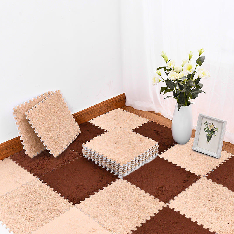 Non-Skid Level Loop Carpet Tile Multi-Color Interlocking Bedroom Carpet Tiles Dark Coffee Clearhalo 'Carpet Tiles & Carpet Squares' 'carpet_tiles_carpet_squares' 'Flooring 'Home Improvement' 'home_improvement' 'home_improvement_carpet_tiles_carpet_squares' Walls and Ceiling' 7078464