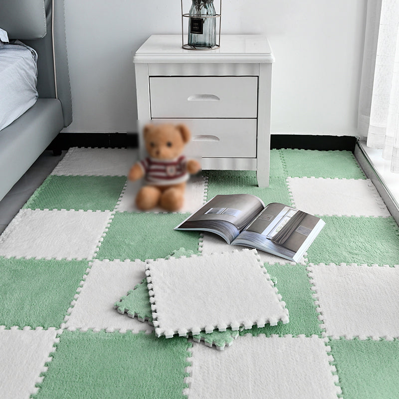 Non-Skid Level Loop Carpet Tile Multi-Color Interlocking Bedroom Carpet Tiles Mint Green/ White Clearhalo 'Carpet Tiles & Carpet Squares' 'carpet_tiles_carpet_squares' 'Flooring 'Home Improvement' 'home_improvement' 'home_improvement_carpet_tiles_carpet_squares' Walls and Ceiling' 7078474
