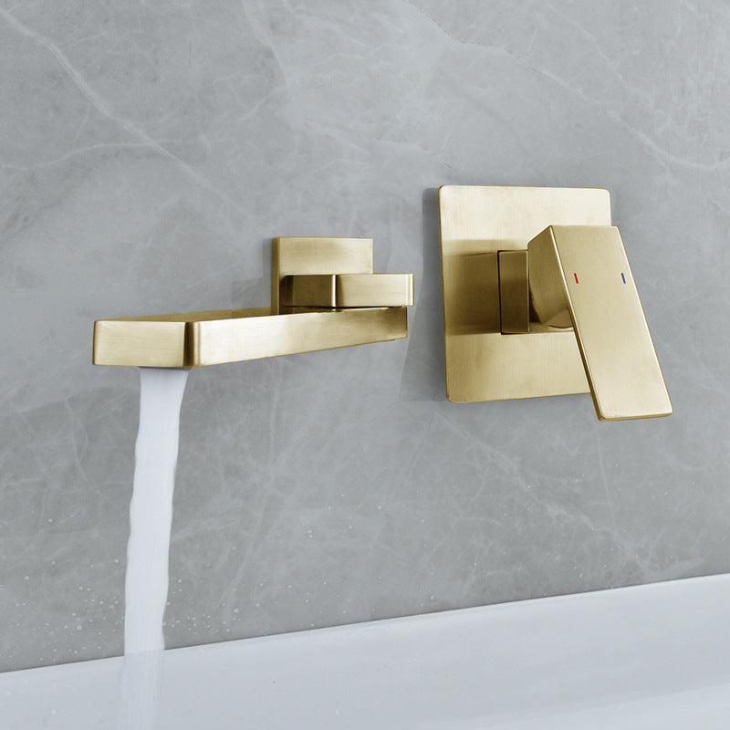Light Luxury Wall Mounted Bathroom Faucet Lever Handle Sink Faucet Clearhalo 'Bathroom Remodel & Bathroom Fixtures' 'Bathroom Sink Faucets' 'Bathroom Sinks & Faucet Components' 'bathroom_sink_faucets' 'Home Improvement' 'home_improvement' 'home_improvement_bathroom_sink_faucets' 7078546