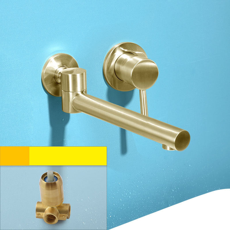 Light Luxury Wall Mounted Bathroom Faucet Lever Handle Sink Faucet Clearhalo 'Bathroom Remodel & Bathroom Fixtures' 'Bathroom Sink Faucets' 'Bathroom Sinks & Faucet Components' 'bathroom_sink_faucets' 'Home Improvement' 'home_improvement' 'home_improvement_bathroom_sink_faucets' 7078557