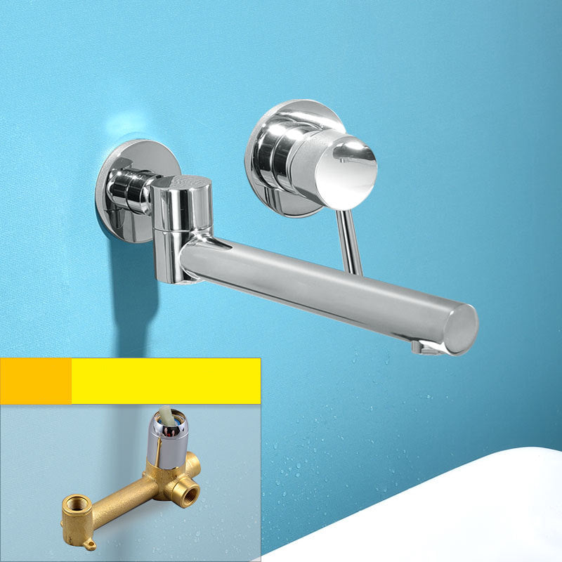Light Luxury Wall Mounted Bathroom Faucet Lever Handle Sink Faucet Clearhalo 'Bathroom Remodel & Bathroom Fixtures' 'Bathroom Sink Faucets' 'Bathroom Sinks & Faucet Components' 'bathroom_sink_faucets' 'Home Improvement' 'home_improvement' 'home_improvement_bathroom_sink_faucets' 7078559