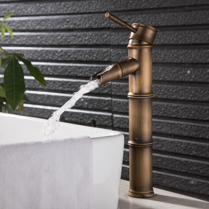 Farmhouse Style Vessel Sink Bathroom Faucet Circular Brass Faucet 12.1" Clearhalo 'Bathroom Remodel & Bathroom Fixtures' 'Bathroom Sink Faucets' 'Bathroom Sinks & Faucet Components' 'bathroom_sink_faucets' 'Home Improvement' 'home_improvement' 'home_improvement_bathroom_sink_faucets' 7078566