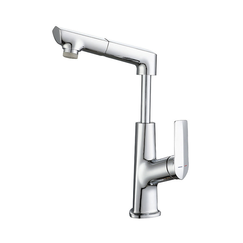 Centerset Lavatory Faucet Glam Style Faucet with Single Lever Handle Chrome Clearhalo 'Bathroom Remodel & Bathroom Fixtures' 'Bathroom Sink Faucets' 'Bathroom Sinks & Faucet Components' 'bathroom_sink_faucets' 'Home Improvement' 'home_improvement' 'home_improvement_bathroom_sink_faucets' 7078575
