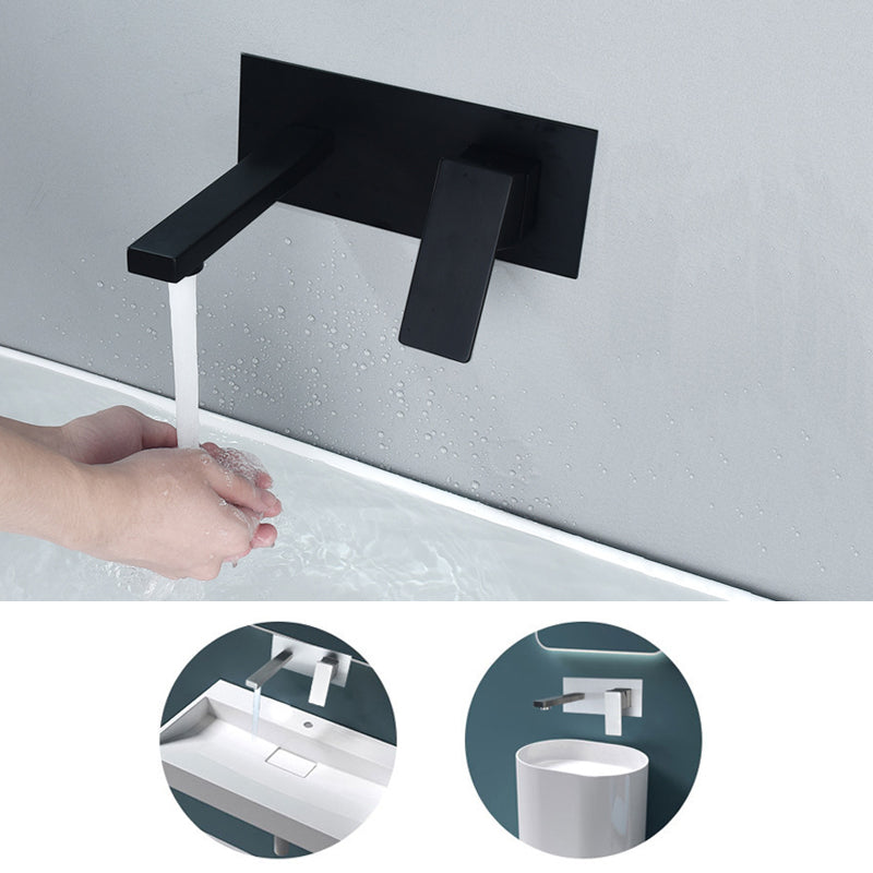 Stainless Steel Wall Mounted Bathroom Faucet Light Luxury Bathroom Faucet Modern Faucet Clearhalo 'Bathroom Remodel & Bathroom Fixtures' 'Bathroom Sink Faucets' 'Bathroom Sinks & Faucet Components' 'bathroom_sink_faucets' 'Home Improvement' 'home_improvement' 'home_improvement_bathroom_sink_faucets' 7078596