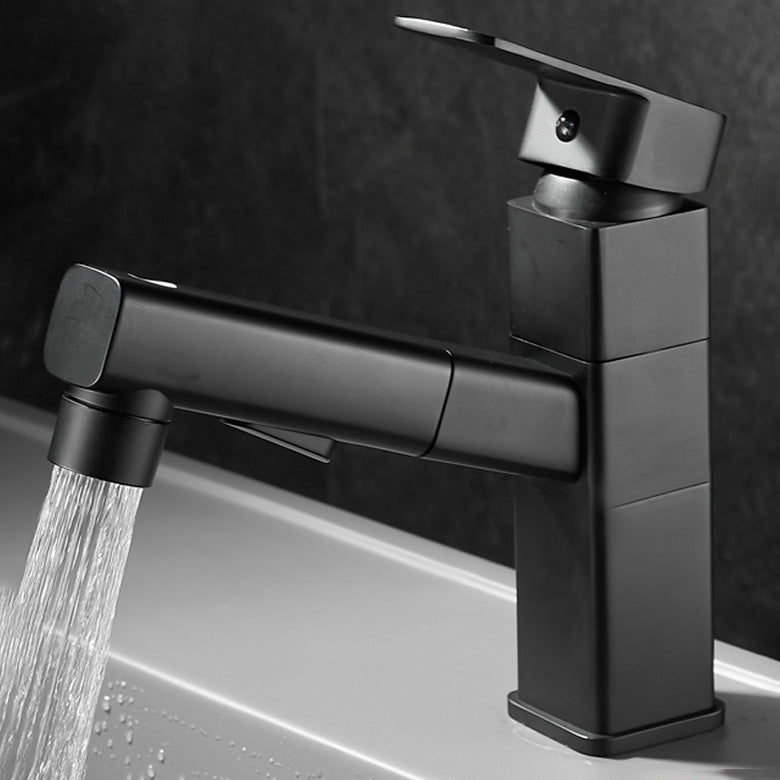 Bathroom Faucet Pull-out Lever Handle Single Hole Washroom Faucet Clearhalo 'Bathroom Remodel & Bathroom Fixtures' 'Bathroom Sink Faucets' 'Bathroom Sinks & Faucet Components' 'bathroom_sink_faucets' 'Home Improvement' 'home_improvement' 'home_improvement_bathroom_sink_faucets' 7078599